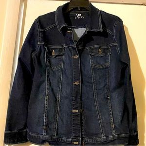 Lee Rider dark wash, regular length, denim jacket.